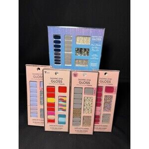 NEW Dashing Diva Lot Of 5 Nail Press on Ultra Shine Gel Strips Palm Beach Sparkl